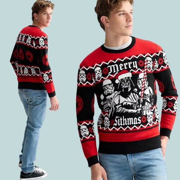 NEW NWT Men's Star Wars Merry Sithmas Christmas Holiday Ugly X-Mas Sweater M-3XL - Picture 3 of 5